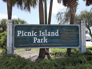 sign at picnic island fishing pier